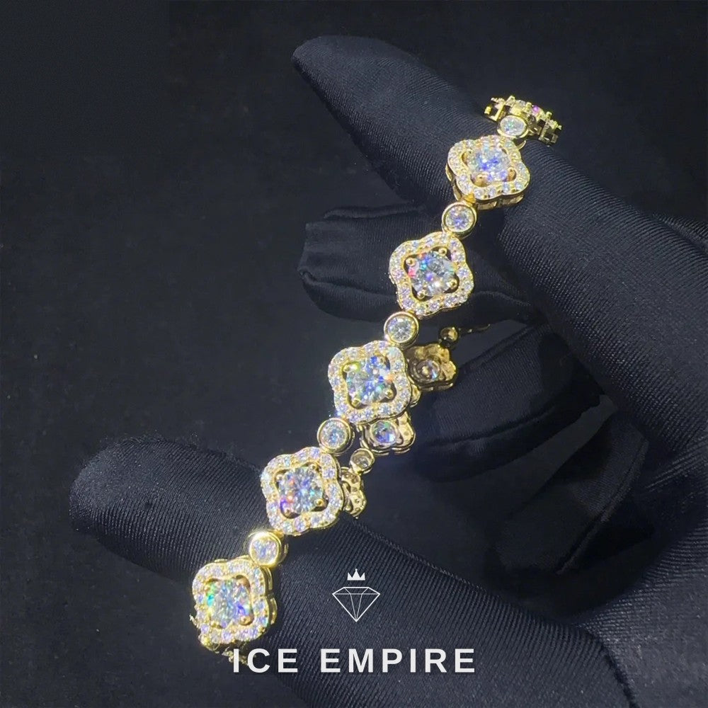 Iced Out Cluster 925 Silver Moissanite Tennis Chain