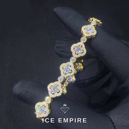 Iced Out Cluster 925 Silver Moissanite Tennis Chain