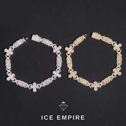 Iced Out Cross 925 Silver Moissanite Cuban Chain