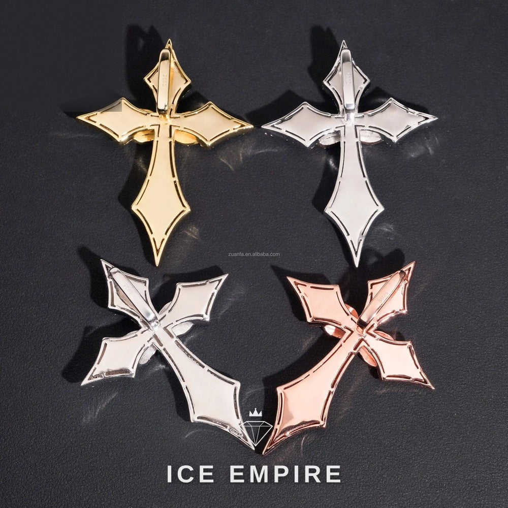 Iced Out Cross 925 Silver Moissanite Pendant