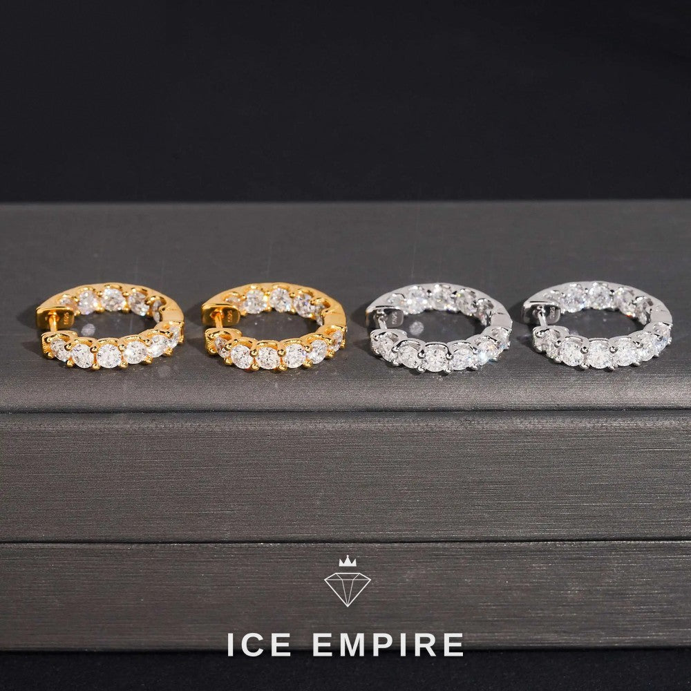 Iced Out Rose Gold Plated Moissanite Hoop Earrings