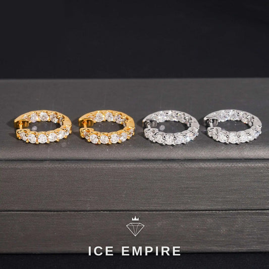 Iced Out Rose Gold Plated Moissanite Hoop Earrings