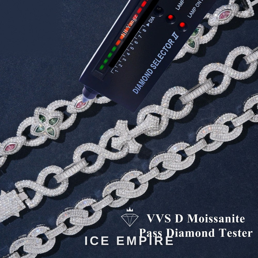Iced Out Cross Rose Gold Plated Moissanite Cuban Chain