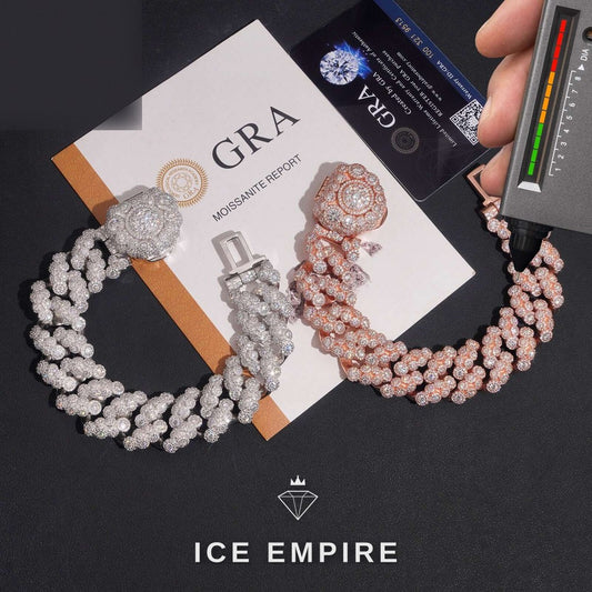 Iced Out 925 Silver Moissanite Cuban Chain