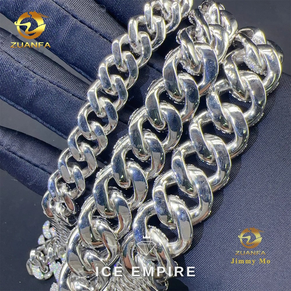 Iced Out 925 Silver Moissanite Cuban Chain