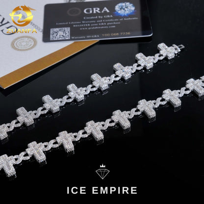Iced Out Baguette Gold Plated Moissanite Cuban Chain