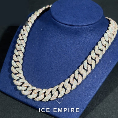 Iced Out Rose Gold Plated Moissanite Cuban Chain