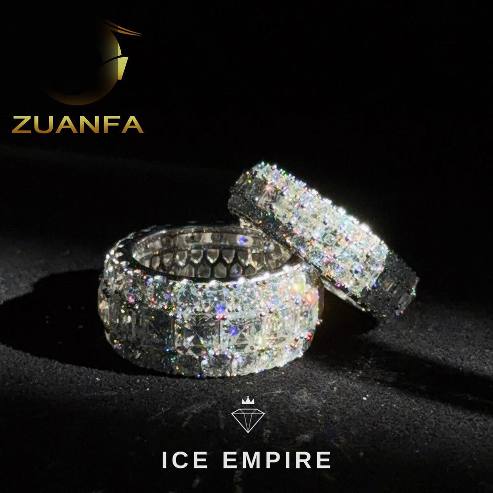 Iced Out 925 Silver Moissanite Hoop Earrings