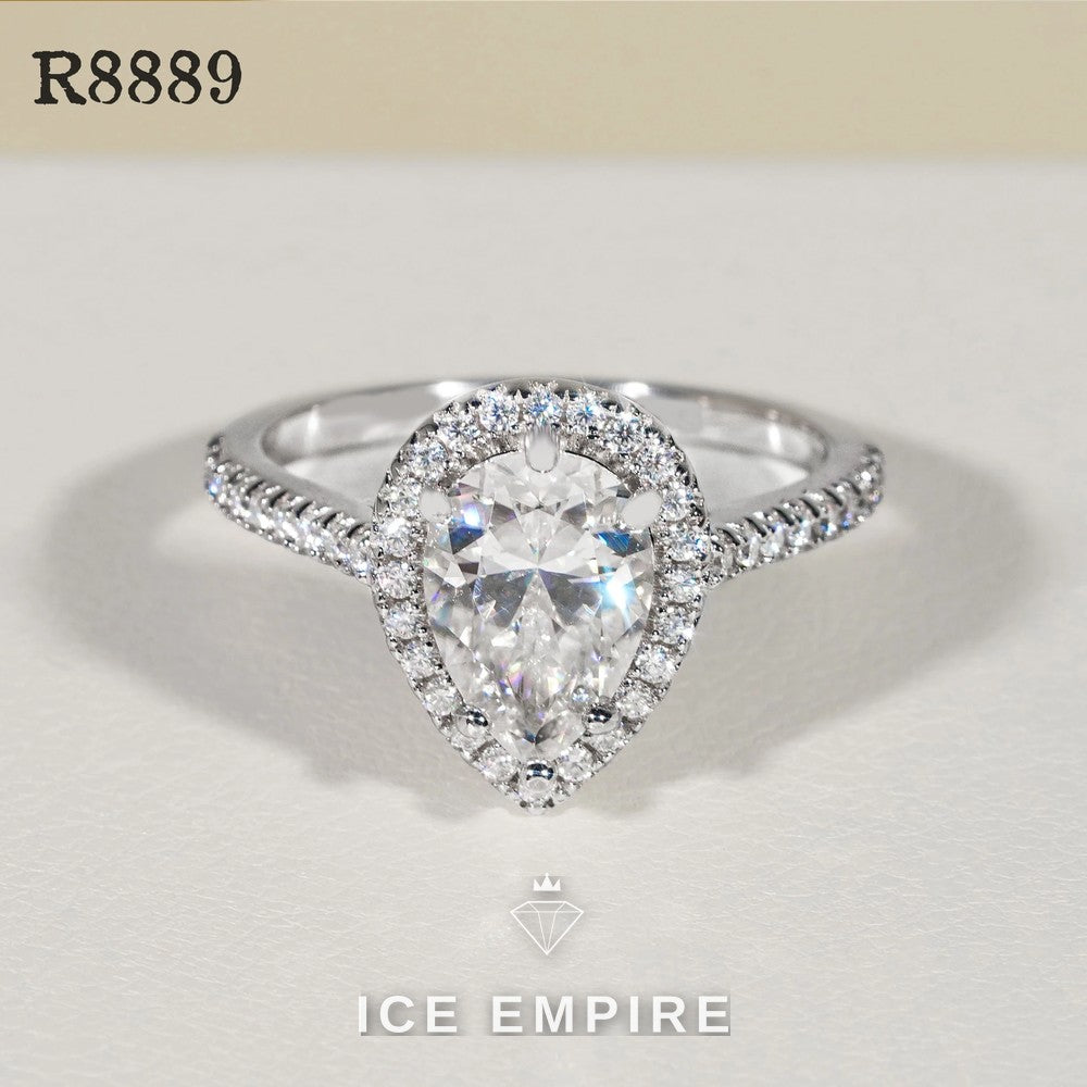 Iced Out 925 Silver Moissanite Engagement Ring