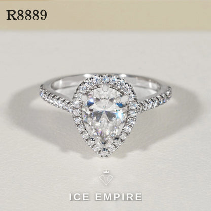 Iced Out 925 Silver Moissanite Engagement Ring