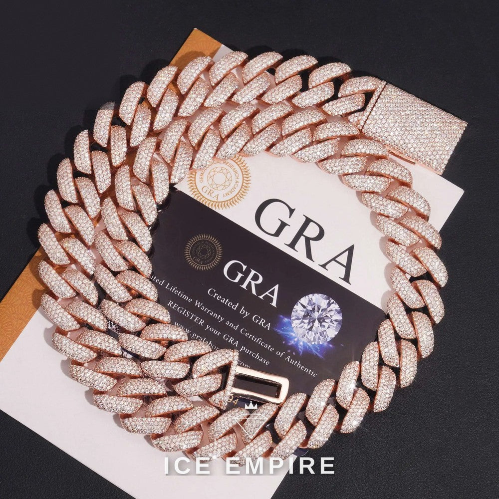 Iced Out Rose Gold Plated Moissanite Cuban Chain