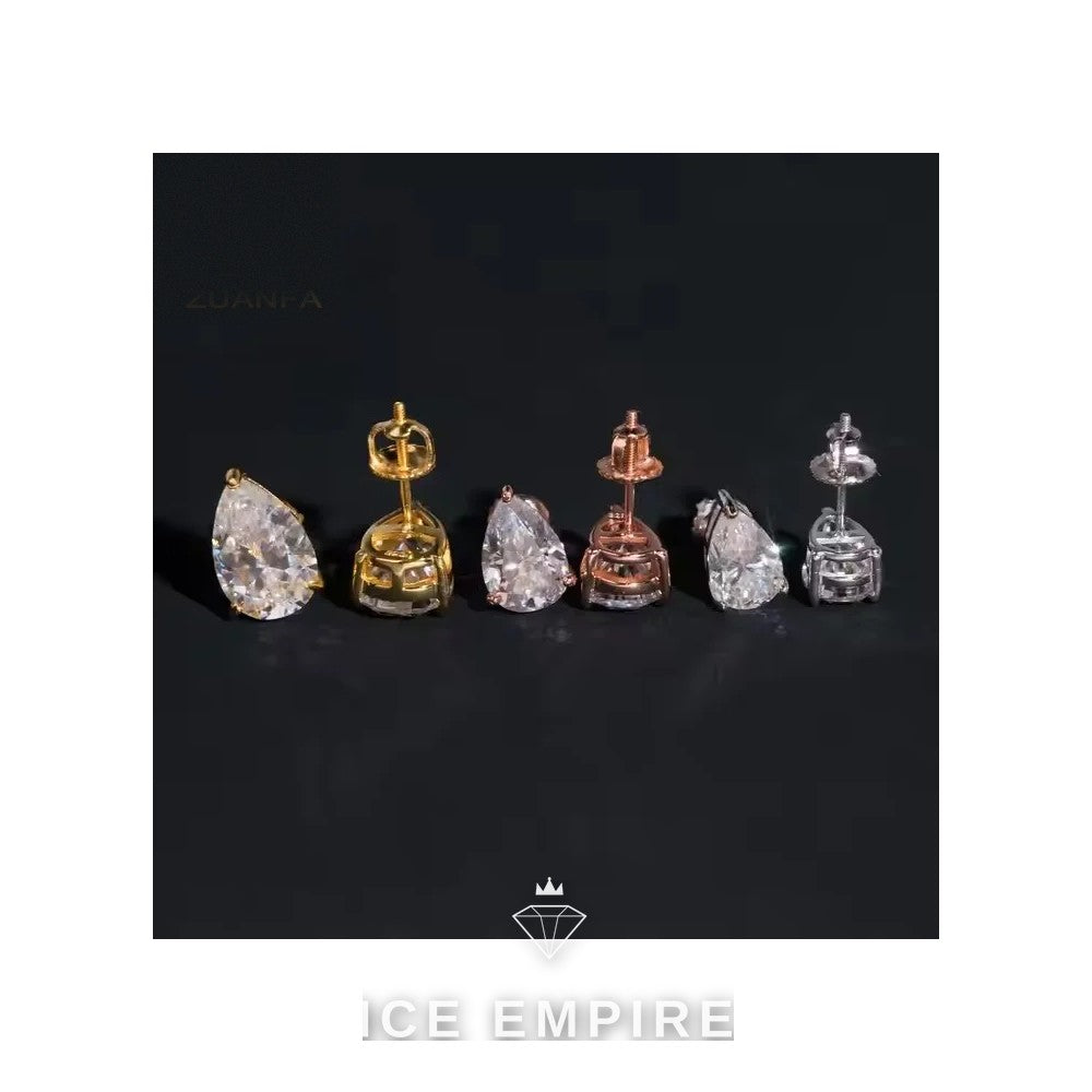 Iced Out 925 Silver Moissanite Stud Earrings