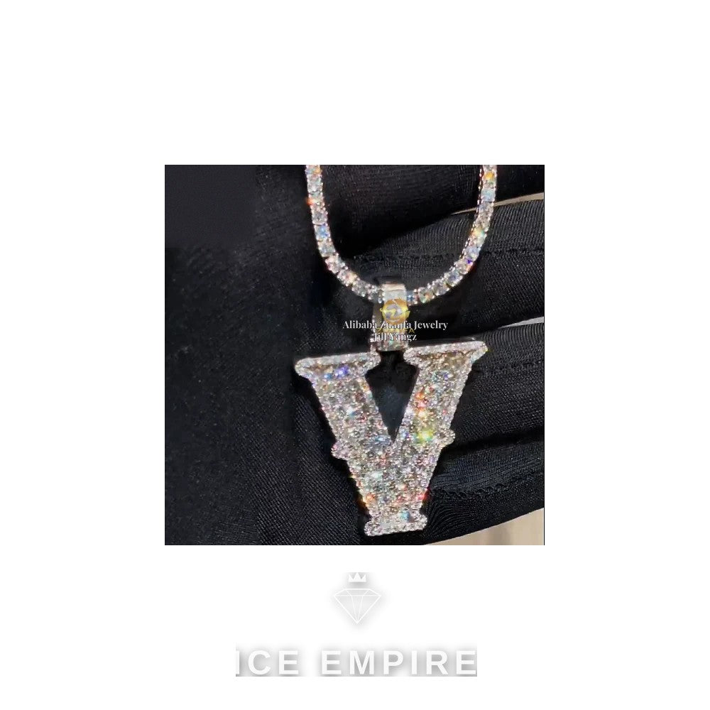 Iced Out Baguette 925 Silver Pendant