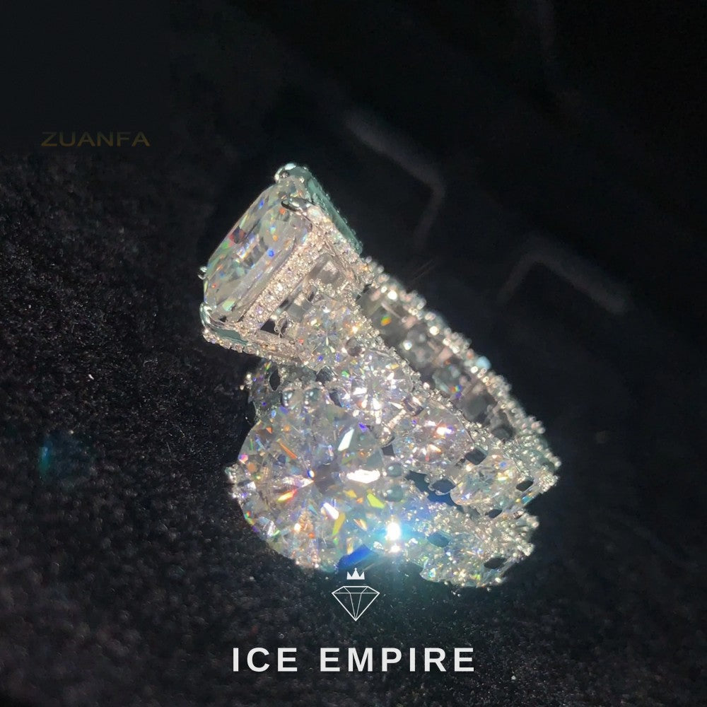 Iced Out 925 Silver Moissanite Wedding Band