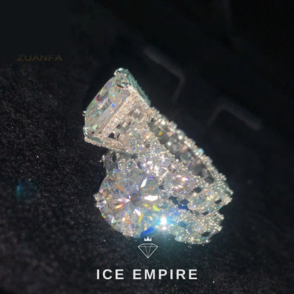 Iced Out 925 Silver Moissanite Wedding Band
