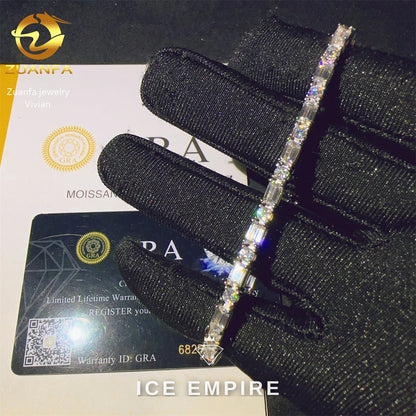 Iced Out 925 Silver Moissanite Tennis Chain