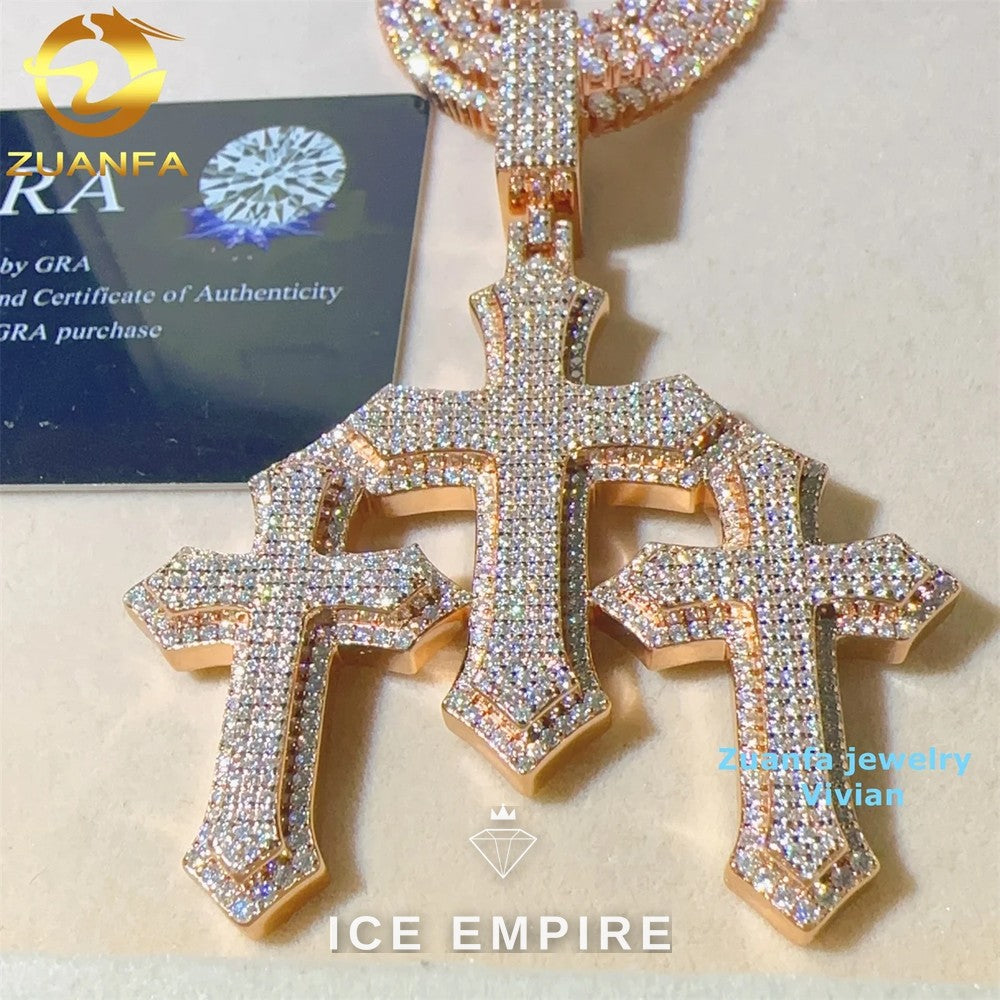 Iced Out Cross 925 Silver Pendant