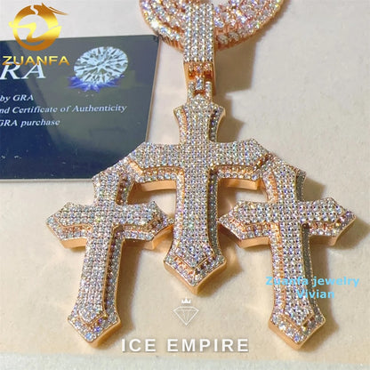 Iced Out Cross 925 Silver Pendant