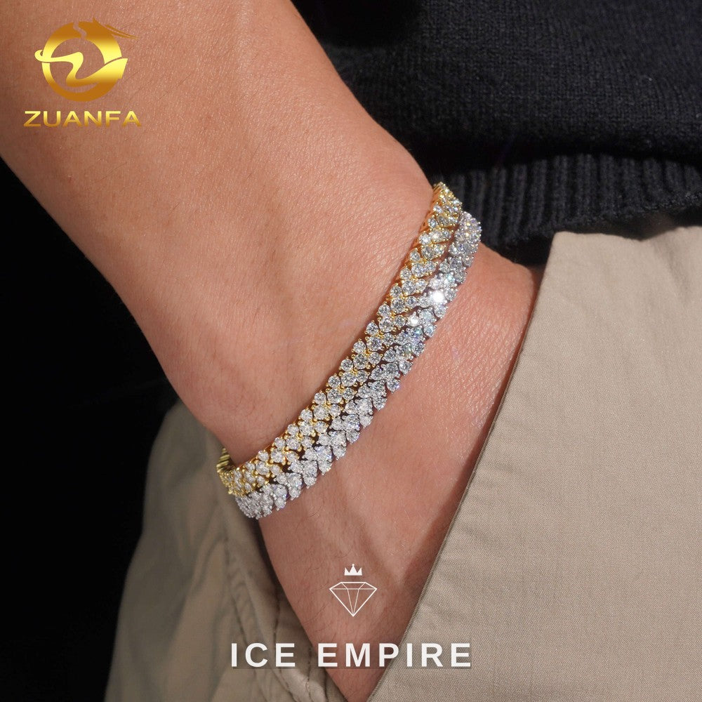 Iced Out Cluster 925 Silver Moissanite Tennis Bracelet