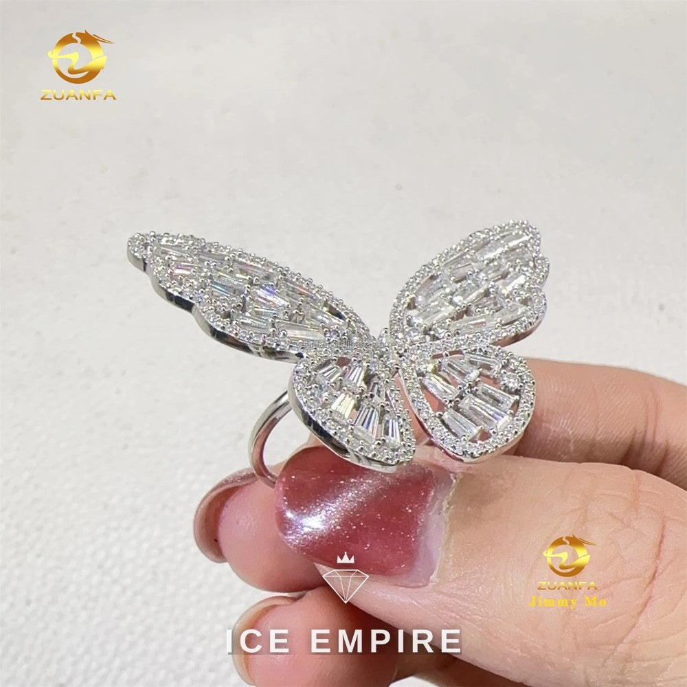 Iced Out Baguette 925 Silver Moissanite Ring