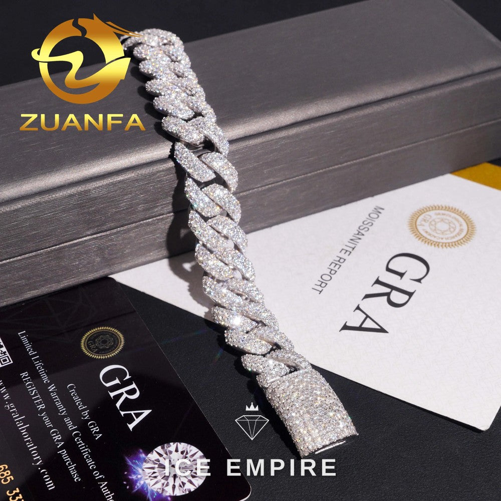 Iced Out 925 Silver Moissanite Cuban Chain