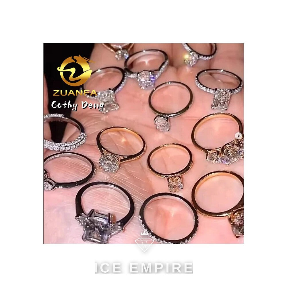 Iced Out 18K Gold Moissanite Engagement Ring