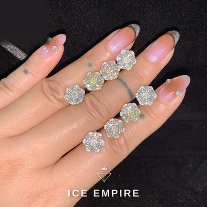 Iced Out Gold Plated Moissanite Stud Earrings