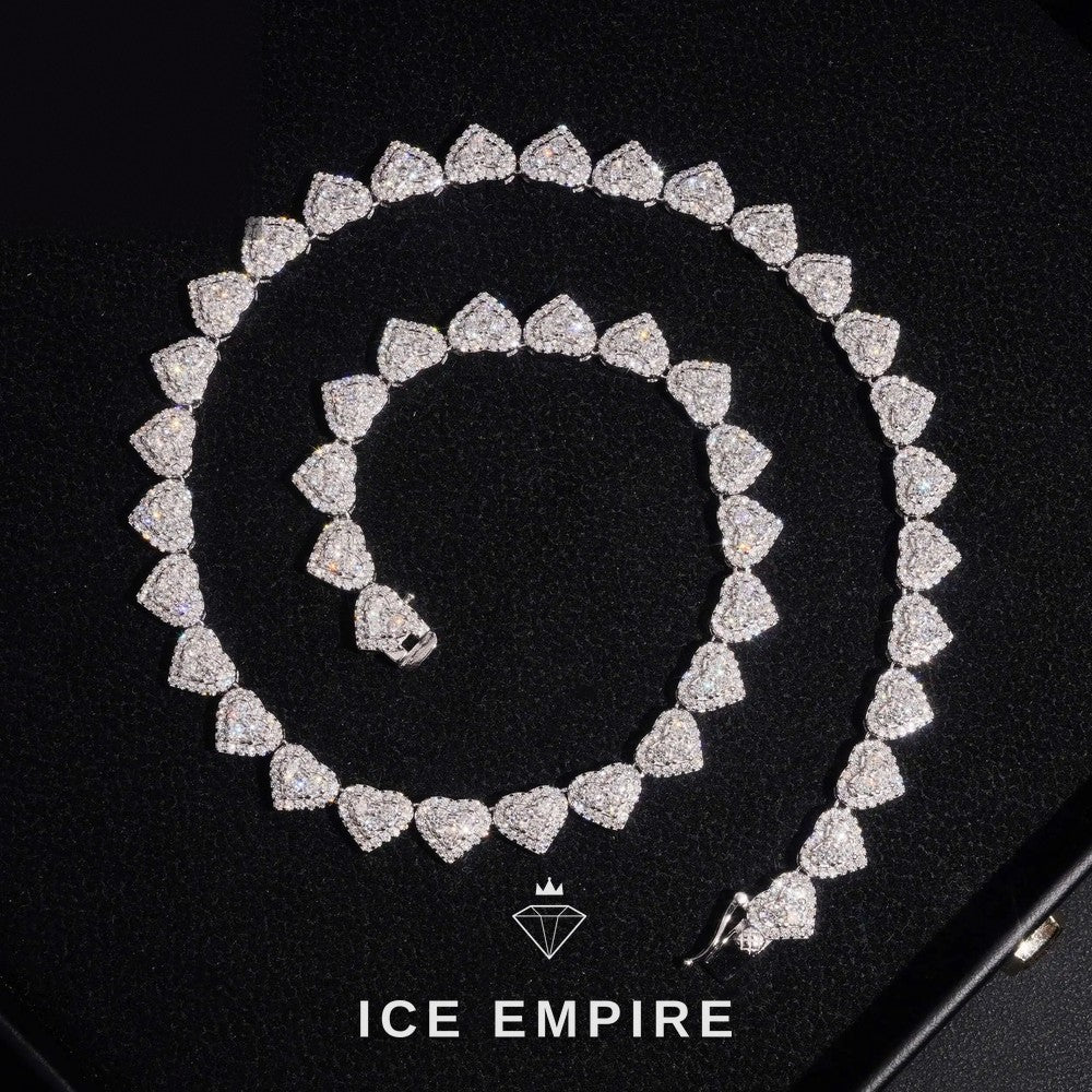 Iced Out Heart Rose Gold Plated Moissanite Cuban Chain