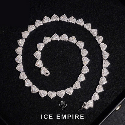 Iced Out Heart Rose Gold Plated Moissanite Cuban Chain