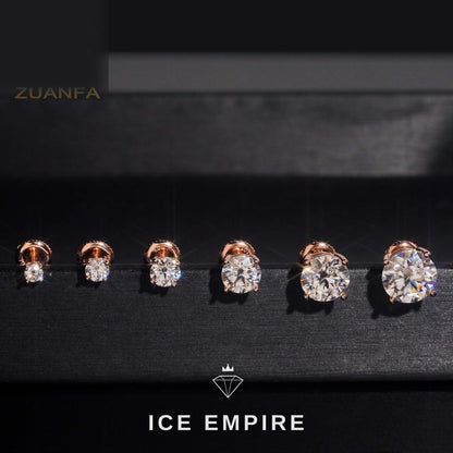 Iced Out 10K Gold Moissanite Stud Earrings