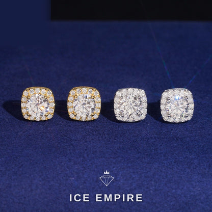 Iced Out Gold Plated Moissanite Stud Earrings