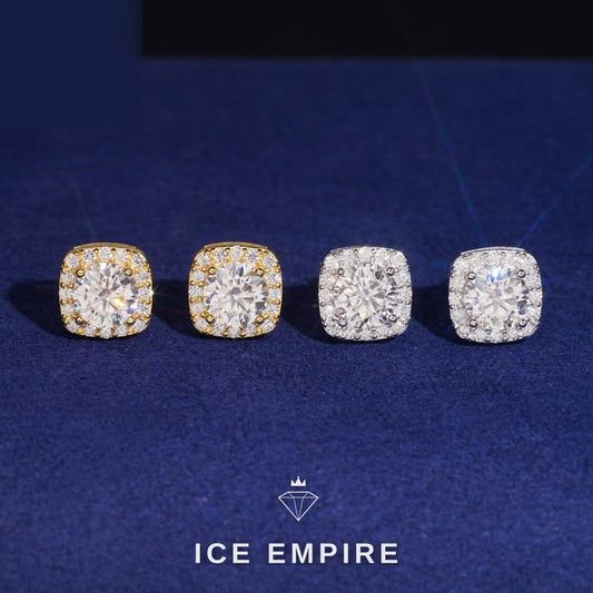 Iced Out Gold Plated Moissanite Stud Earrings