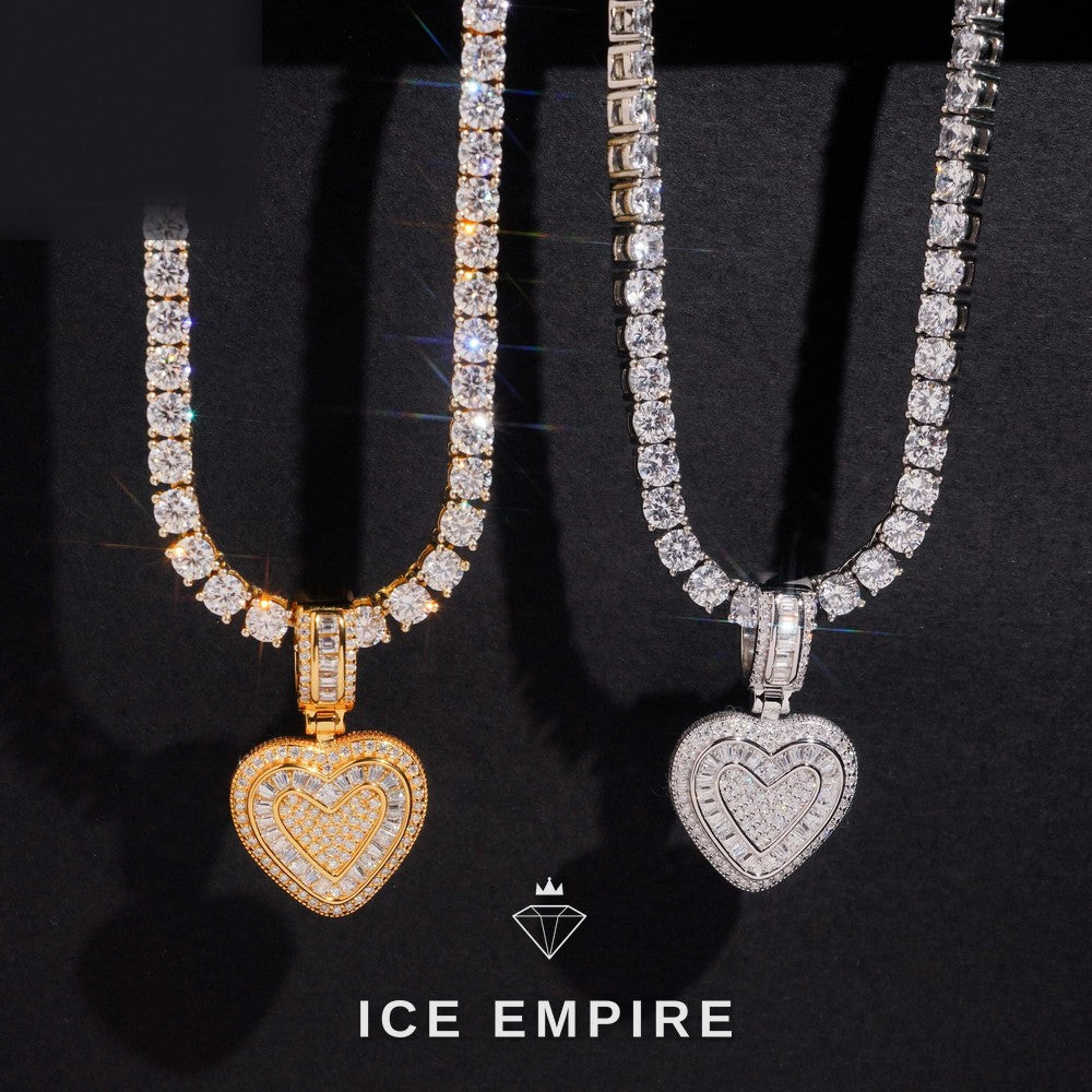 Iced Out Heart Rose Gold Plated Moissanite Pendant