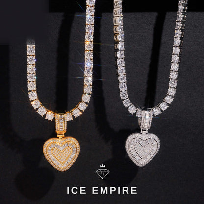 Iced Out Heart Rose Gold Plated Moissanite Pendant