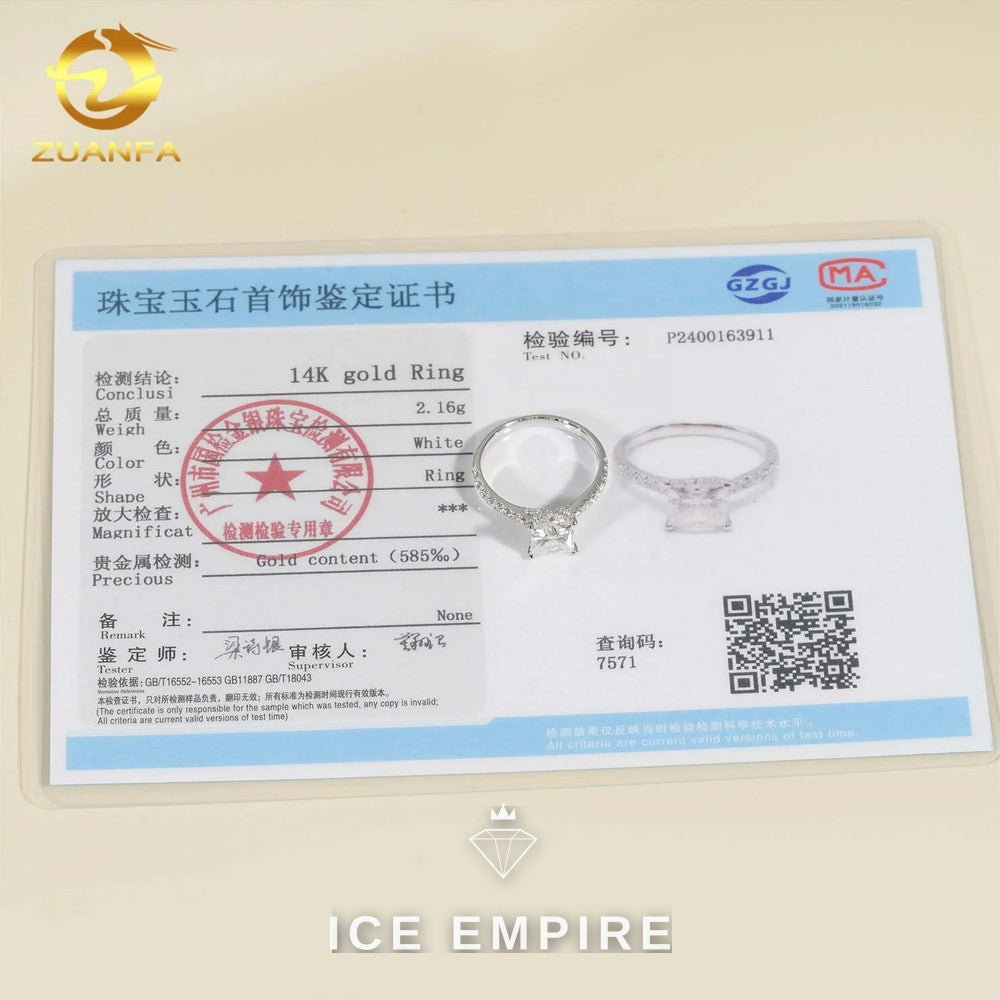 Iced Out 14K Gold Moissanite Engagement Ring