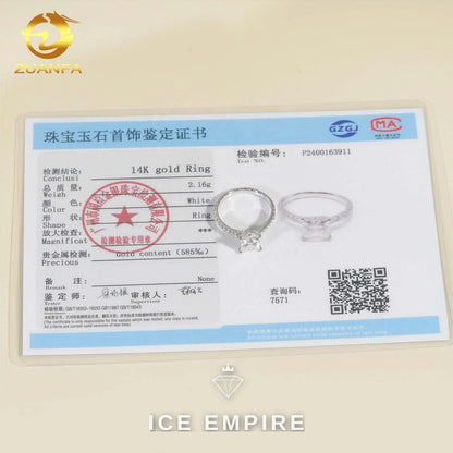 Iced Out 14K Gold Moissanite Engagement Ring