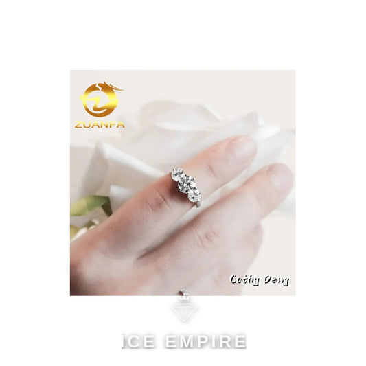Iced Out Cluster 18K Gold Moissanite Wedding Band