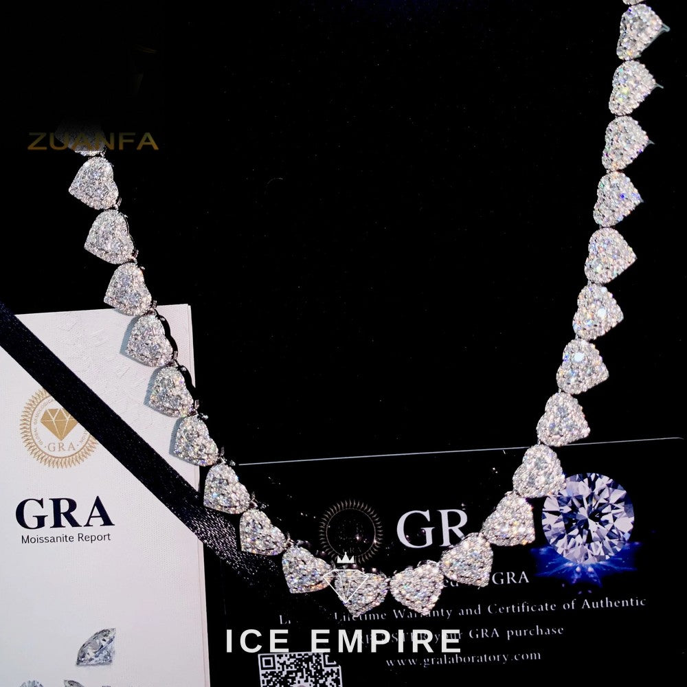 Iced Out Heart Rose Gold Plated Moissanite Cuban Chain