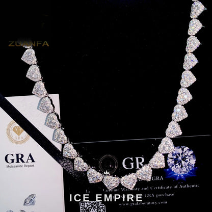 Iced Out Heart Rose Gold Plated Moissanite Cuban Chain