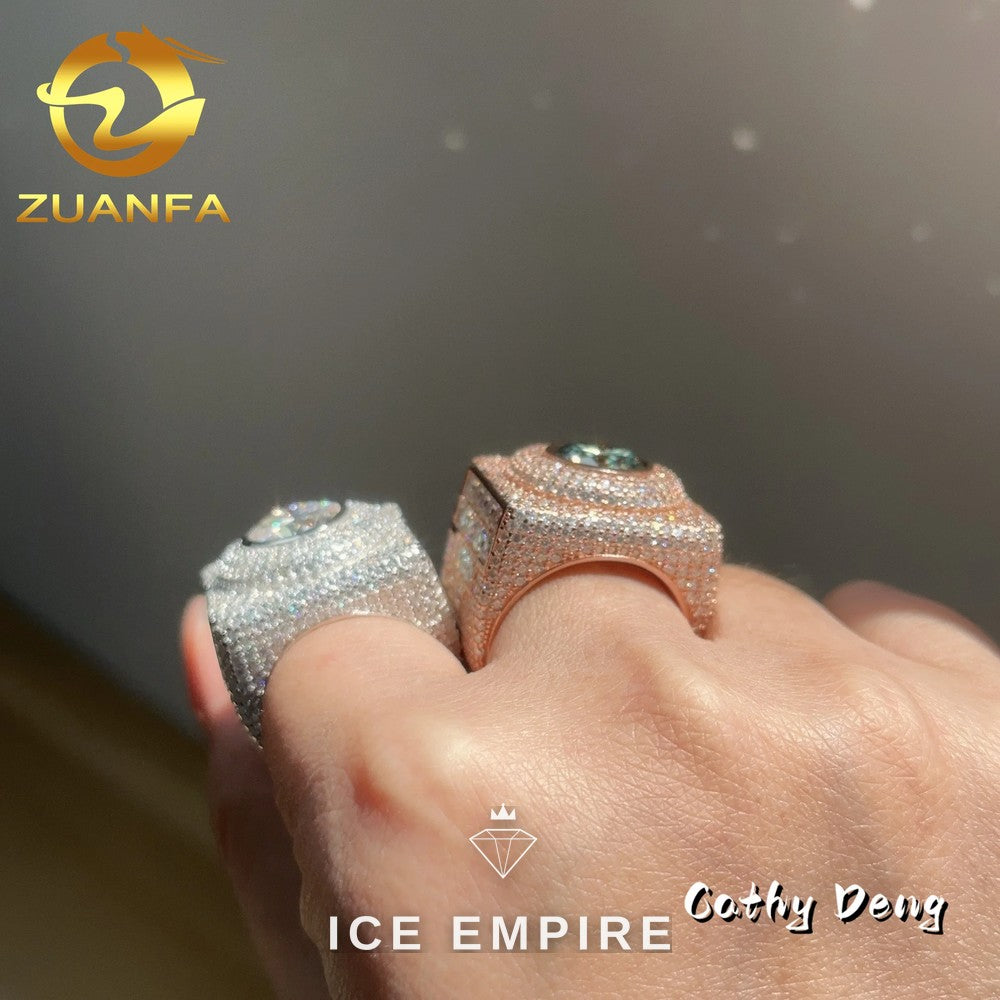 Iced Out 925 Silver Moissanite Ring