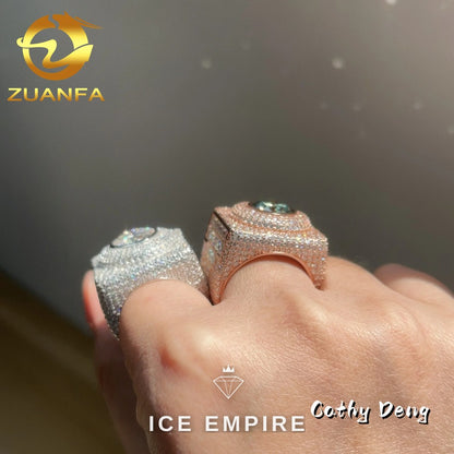 Iced Out 925 Silver Moissanite Ring