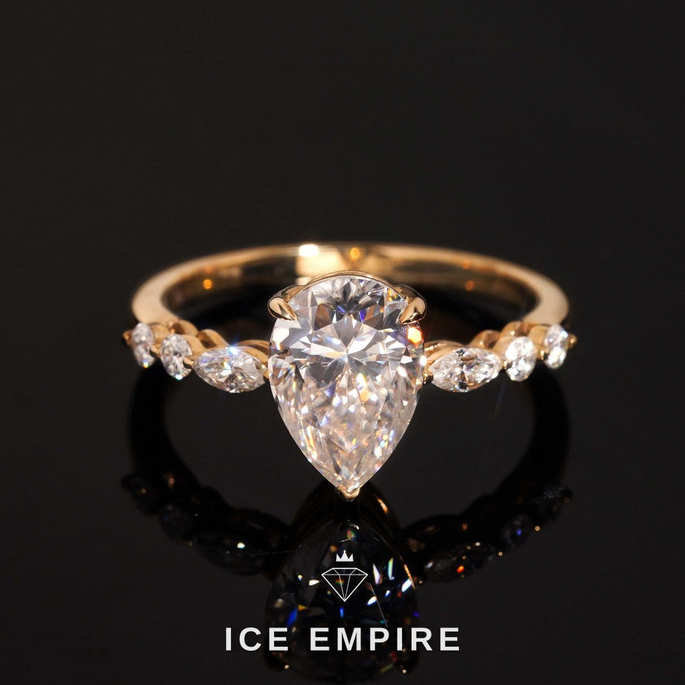 Iced Out 10K Gold Moissanite Engagement Ring