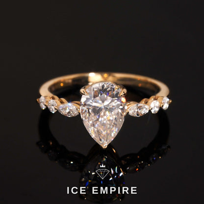 Iced Out 10K Gold Moissanite Engagement Ring