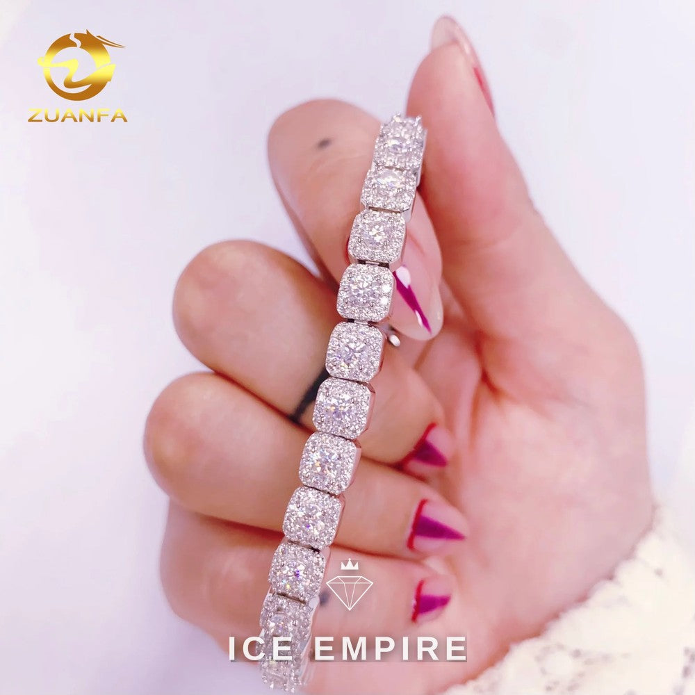 Iced Out Baguette 925 Silver Moissanite Cuban Chain