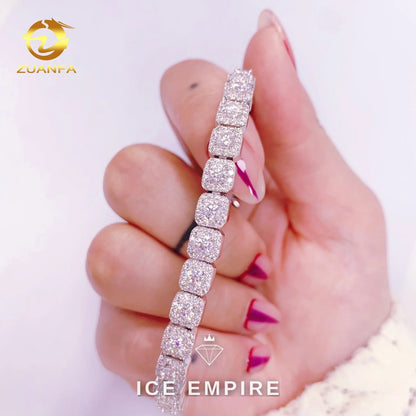 Iced Out Baguette 925 Silver Moissanite Cuban Chain