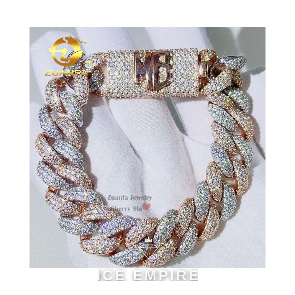 Iced Out 925 Silver Moissanite Cuban Chain