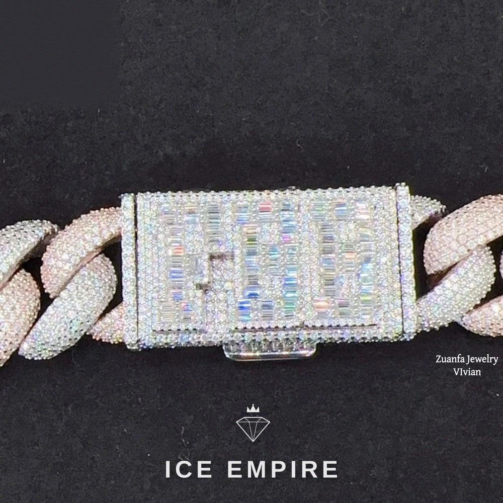 Iced Out Rose Gold Plated Moissanite Cuban Chain