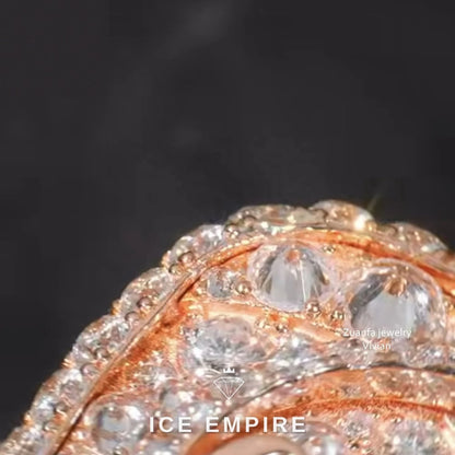 Iced Out Rose Gold Plated Moissanite Ring