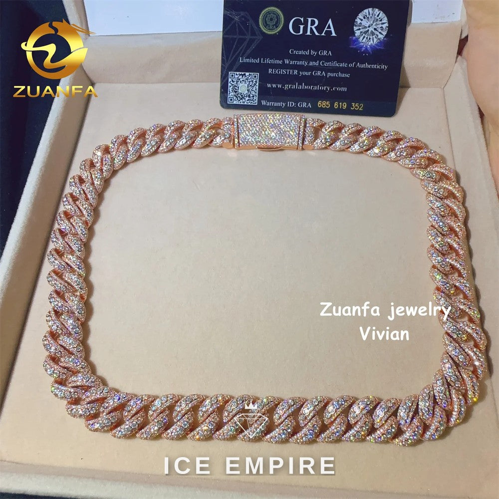Iced Out Rose Gold Plated Moissanite Cuban Chain