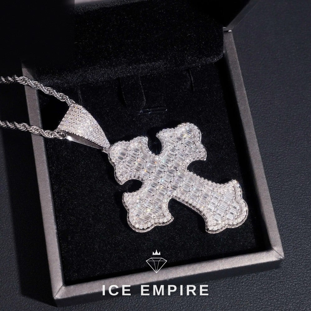 Iced Out Baguette 925 Silver Moissanite Pendant